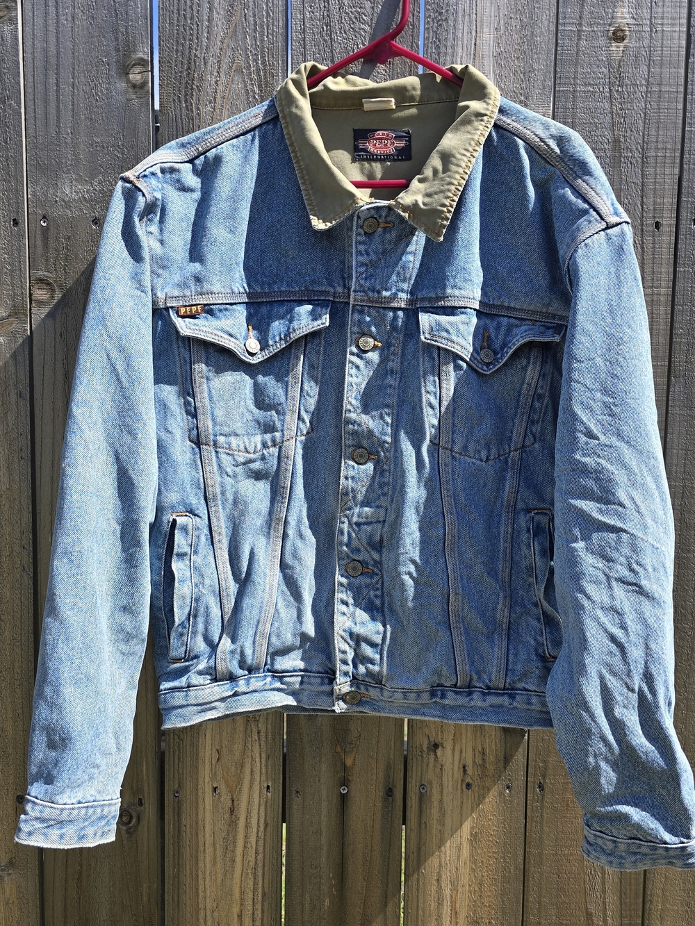 Vintage Pepe Denim Jacket Mens XL Blue Coyote Biker Western Lined 90s M4K4550